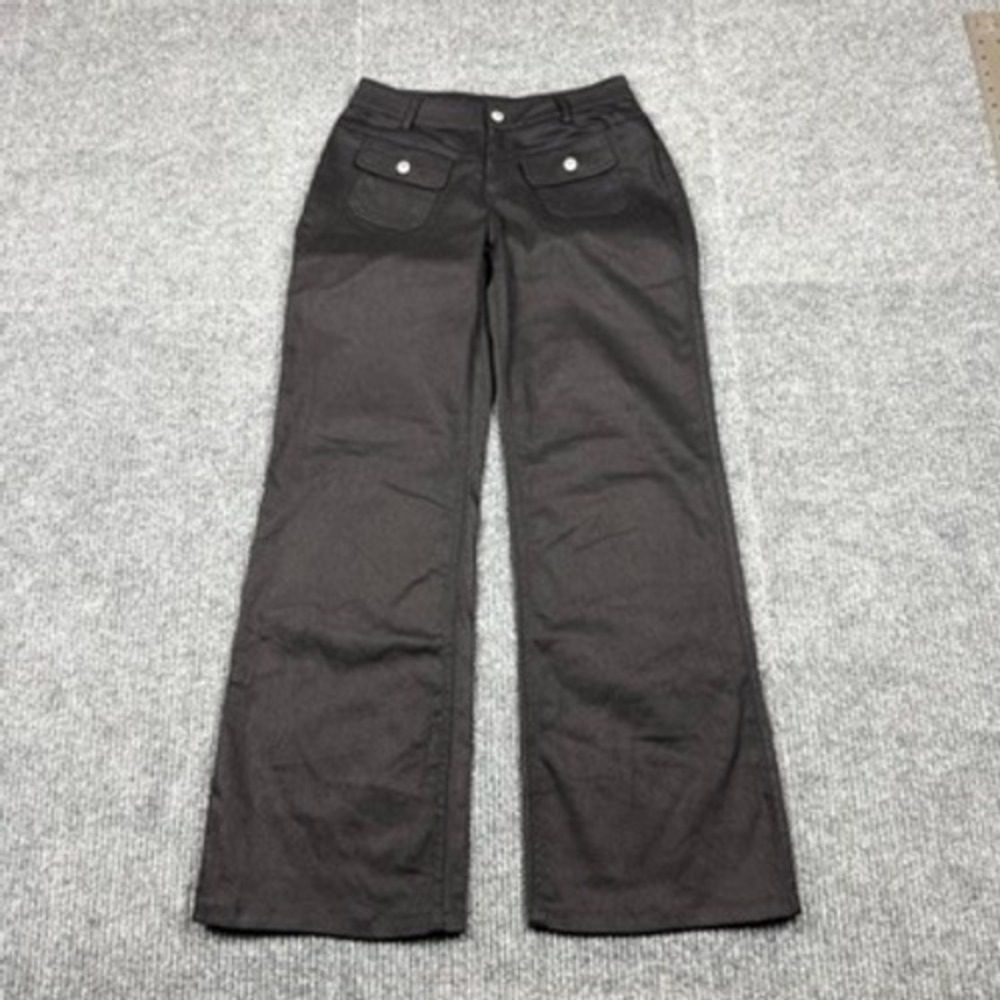 Princess Polly Black Wide Leg Utility Pants Front Flap Pockets US 2  28" X 30.5"